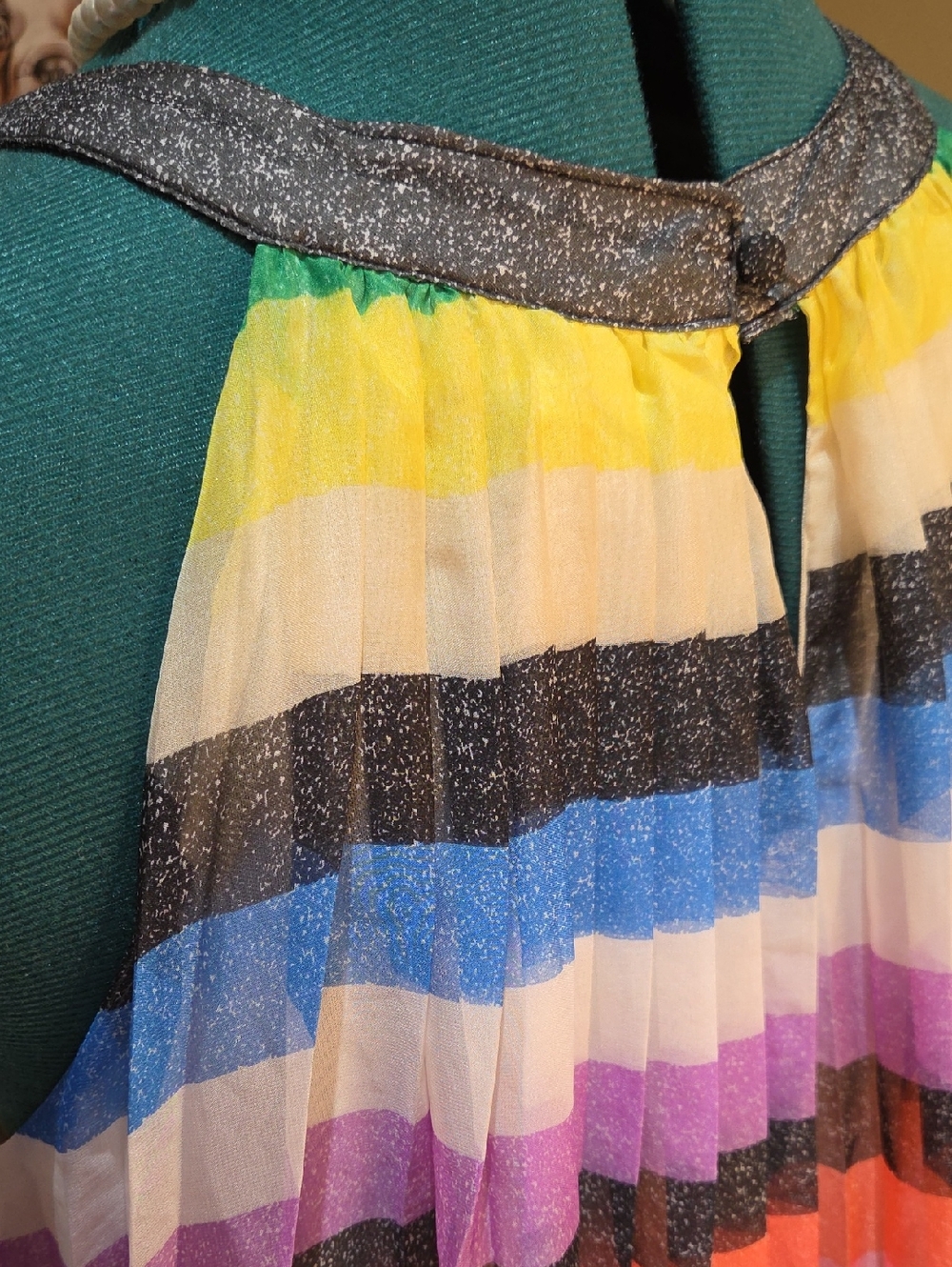Nwot Large New York Company Colorful Striped Halter Maxi Dress With Belt - Picture 10 of 17